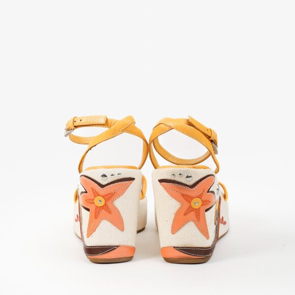 Prada Yellow Platform Beach Theme Appliqué Espadrille Sandals - Picture 3 of 12